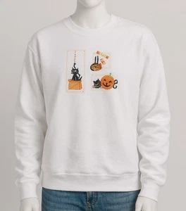 Holiday Editions Women’s Plus 1X Halloween White Sweatshirt Embroidered Desig - Picture 1 of 3