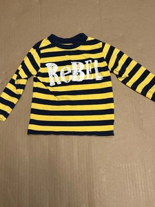 Okie Dokie Size 2T Yellow Blue Striped REBEL Long Sleeve T-shirt - Picture 1 of 5