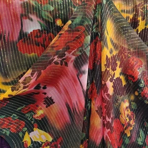 Crinkled Silk Chiffon Fabric Dress Scarves Gauze Metallic Glitter Silk Material  - Picture 1 of 7