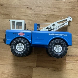 Vintage - Mighty Tonka (Blue) Tow Truck Double Boom Wrecker 18.5 Missing 1 Hook - Picture 1 of 9
