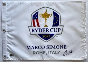 Tyrrell Hatton signed 2023 Ryder Cup Flag Marco Simone golf team Europe beckett - Picture 1 of 12