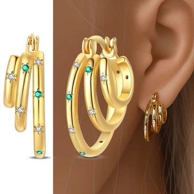 PANDACH 925纯银复古多层星空环状耳环女式 — 第 1/4 张图片