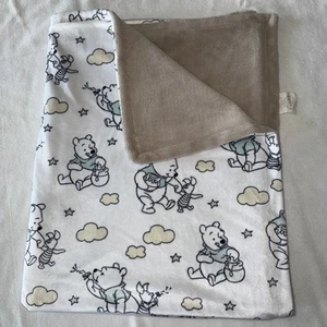 Disney Baby Winnie the Pooh Blanket Piglet White Beige Tan Clouds Stars Honey - Picture 1 of 9