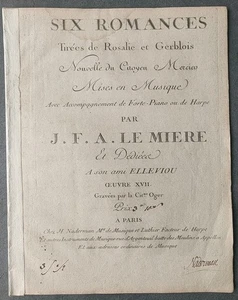 Sechs Romane, von Rosalie und Gerblois von J.F.A. Le Miere, Partitur von 1795 - Bild 1 von 5