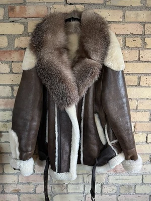 Barya New York Men's Sheepskin Shearling Moto Jacket - Image 1 of 4