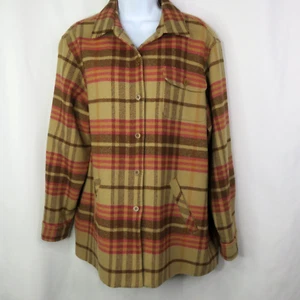 Pendleton Plaid Jacket FLAW Camel Brown Pink Wool & Lambswool Lined Coat - Picture 1 of 15