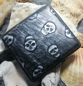 Zigarettenetui Alu Zigaretten Etui Dose Box Leder Design Serie Skull Totenkopf - Bild 1 von 5