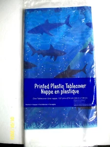 Shark Splash Plastic Table Cover - 54" x 96" Birthday Party - Picture 1 of 2