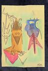 Wifredo Lam (Handmade) Drawing - Painting mixed media on paper signed stamped