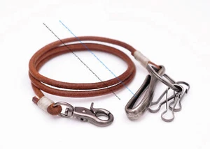30' Retro Tan Long Strong Biker Trucker 5mm Leather Keychain Jean Wallet Chain - Picture 1 of 8