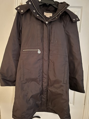 Michael Kors Parka donna marrone cioccolato scuro pelliccia con cappuccio taglia M media