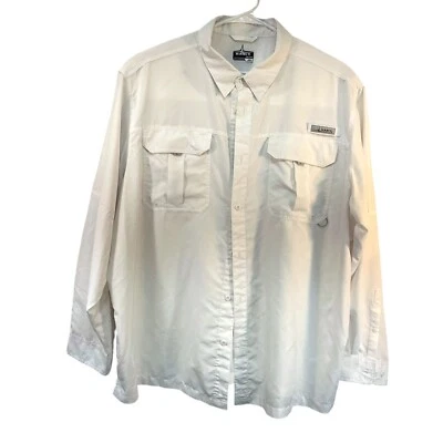 3XL Habitat Mens Solar Factor 40+ Fishing Shirt White Long Sleeve Shirt vented - Image 1 of 4