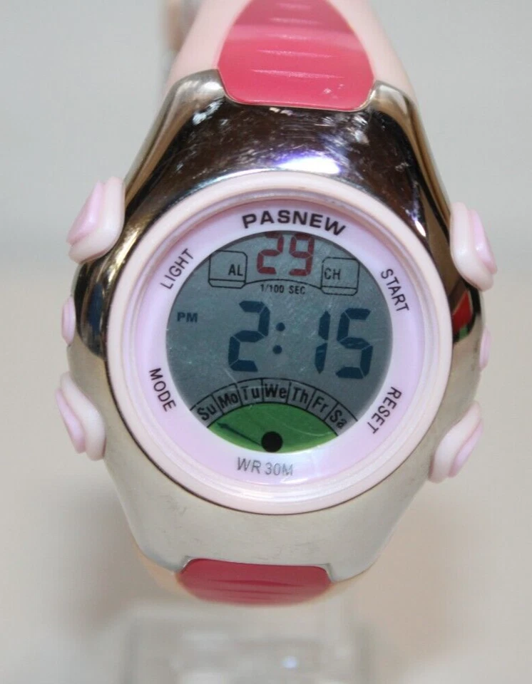 Reloj Deportivo Digital PASNEW Niños - Rosa y Plata - Impermeable - BATERÍA NUEVA Foto 1 de 4