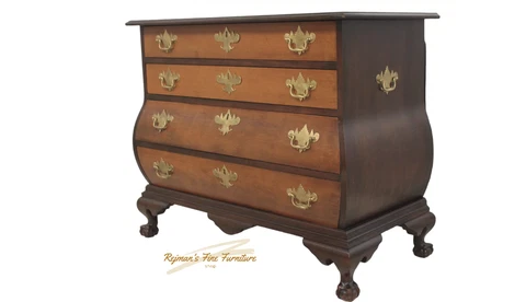 Chippendale Kettle Base Large Mahogany Bombe Chest Ball & Claw Feet Cover