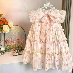 Niños Niñas Vestido Sin Mangas Verano Hada Floral Chifón Niña Princesa Vestido - Imagen 1 de 8