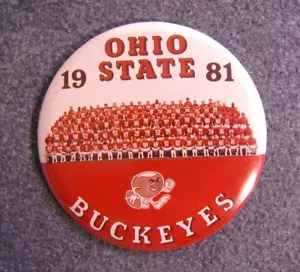 1981 Ohio State Buckeyes Football Team Photo 3 1/2" Pinback Button Pin - Picture 1 of 2