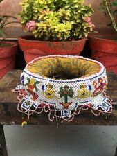 Vintage Original Hand Made Beautiful Beads Floral Work Pot Stand Ring