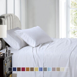 Top Split (Flex) California King Sheet Set Luxury 608 Damask Stripe 100% Cotton