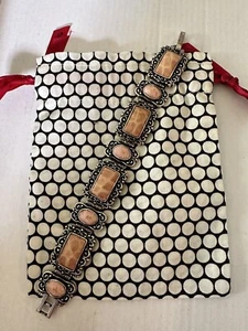 BRIGHTON Coral Leather Finish BRACELET 7-1/2” X 7/8” With Pouch - Picture 1 of 6