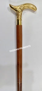 Nautical Vintage Brown Wooden 3 Fold Handmade Walking Stick - Picture 1 of 3