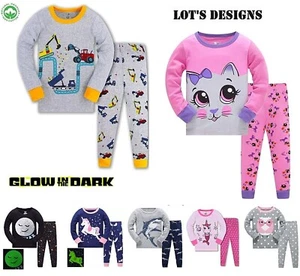 Kids Boys Girls Pyjama Pyjamas Set PJs Sleepwear Nightwear  Size 3 4 5 6 7 8 yrs - Picture 1 of 46