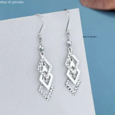 Pendientes colgantes/gotas brillantes de platino macizo puro PT950 para mujer 2,7-2,9 g Foto 1 de 3