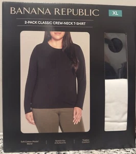 Banana Republic Womens 2-Pack Long Sleeve Classic Crew Neck T-Shirt XL - Picture 1 of 2
