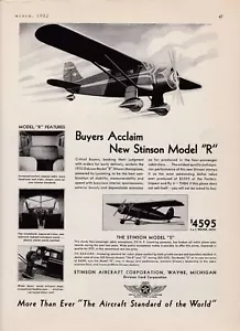 1932 Stinson Model R Aircraft Ad 11/25/2024b - Picture 1 of 1