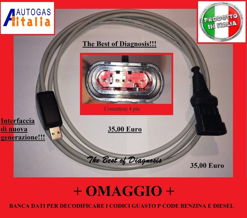 Cavo diagnosi usb Professionale per centraline Gpl/Metano Autogas Italia - Immagine 1 di 1