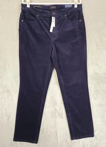 Talbots Pants Sz 12p Navy Corduroy Straight Leg High Waist Slimming Full Length - Picture 1 of 7