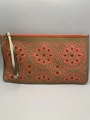 Bolso de Mano Ann Taylor Loft Muñequera Rosa Marrón Live Love Foto 1 de 4