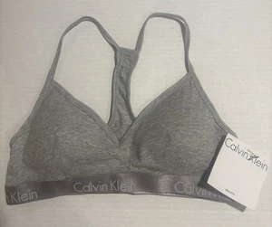 Calvin Klein Motiv Baumwolle leicht gefüttert Bralette grau meliert BH NEU - Bild 1 von 5