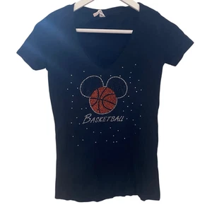 Cotton Heritage short sleeve tshirt Mickey Mouse bling basketball medium - Picture 1 of 4
