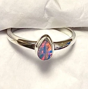 Australian Opal Doublet Ring 925 Sterling Silver Size 9🌹 - Picture 1 of 6