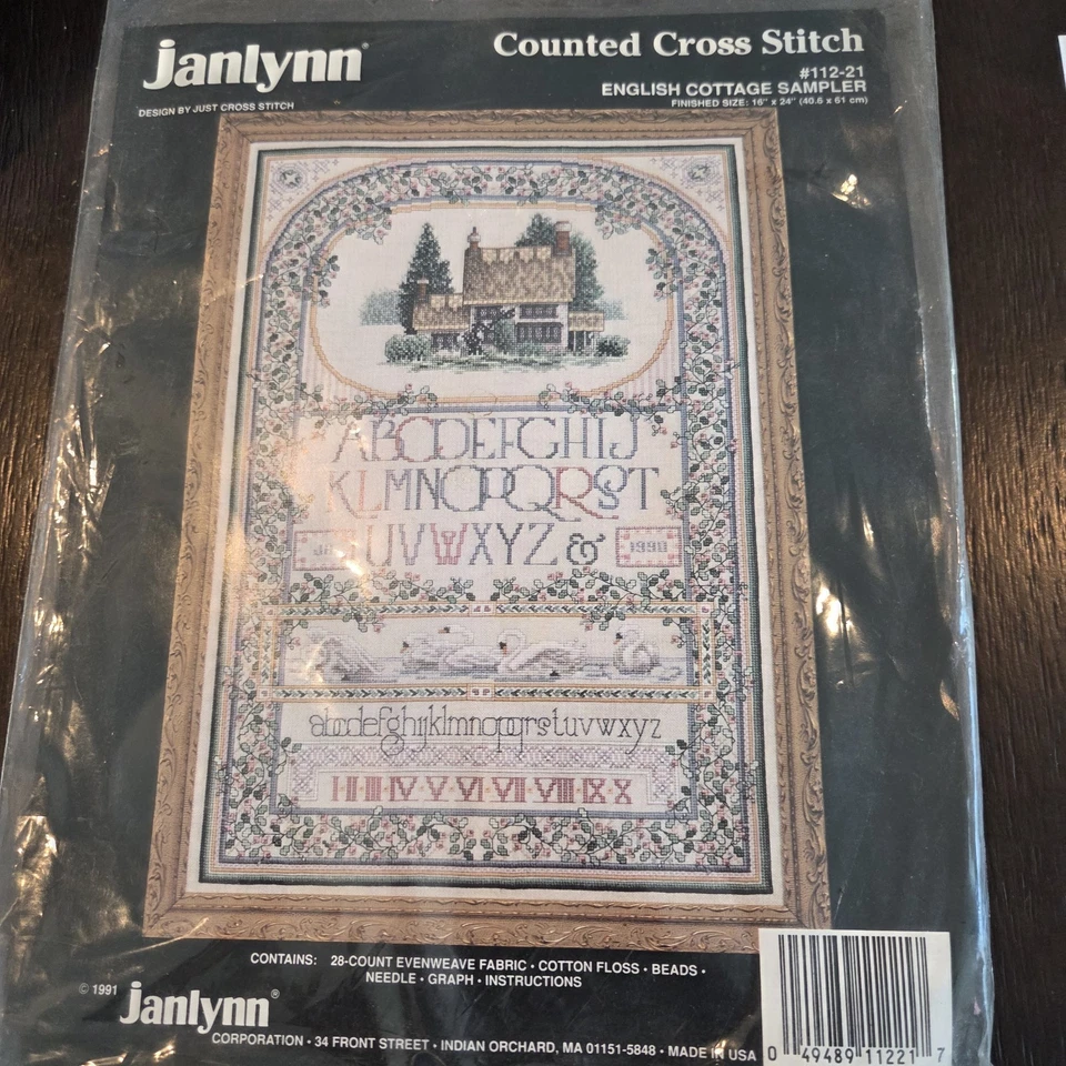 Janlynn English Cottage Sampler Kit Punto de Cruz 112-21 De Colección 1991 Foto 1 de 4