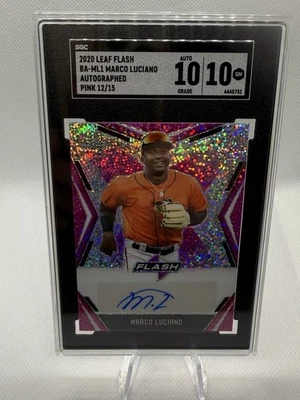 2020 Leaf Flash Marco Luciano Auto SGC 9.5 Flash PINK /15 SGC 10 10 Giants - Image 1 of 2