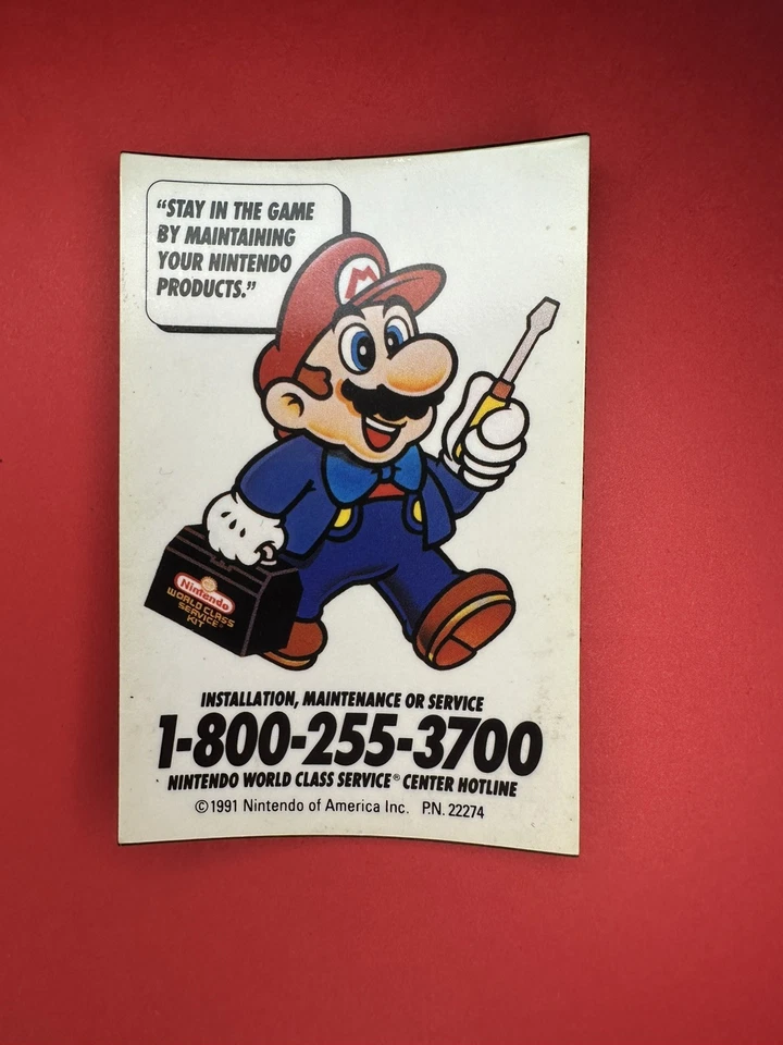 1991 Nintendo Mario Installation, Maintenance Or Service Magnet PN: 22274 - Image 1 of 3