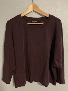 Eileen Fisher Womens Sweater L/XL Maroon Lyocell Blend Stretch Soft Boxy Modern - Picture 1 of 7