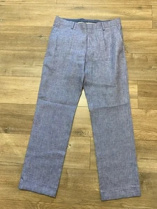 Pantalones Baird McNutt Murano Alex Fit Azul Brezo 100% Lino Para Hombre Talla 30x30 Playa - Imagen 1 de 8
