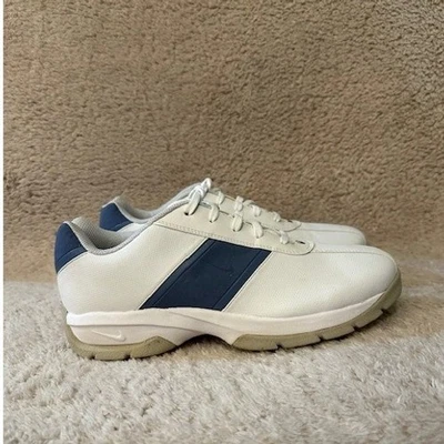 耐克 Sport Performance 女式白色蓝色皮革高尔夫鞋钉 8 码 — 第 1/4 张图片