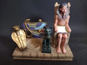 Steinharz altägyptischer Pharoh, Bast, Kobra Räuchergefäß 90er Vintage - Bild 1 von 13