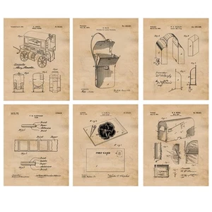 Classic Mailman Postal Stamp Patent Prints 6 (8x10) for Home Work Office School - Picture 1 of 12