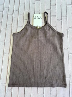 Camiseta sin mangas Zara de algodón acanalado marrón con tiras talla 13-14 nueva con etiquetas Foto 1 de 4