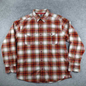 The North Face Shirt Mens L Orange Plaid Flanel Long Sleeve Button Woven Outdoor - Picture 1 of 9