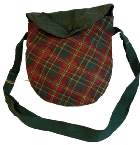 Girl Scout Official 1 Qt Steel Canteen Plaid Cover Cross-Body Strap 1960s Hiking - Picture 1 of 5