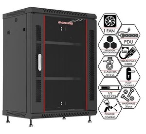 15U 24in HQ Wall Server Rack Cabinet Fan Shelf Legs Brash Cable Entry FREE - Picture 1 of 12