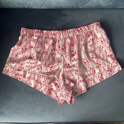 Pantalones Cortos para Dormir Victorias Secret Floral Satén Sensación Seda Talla M Rojo Rosa Blanco Foto 1 de 4