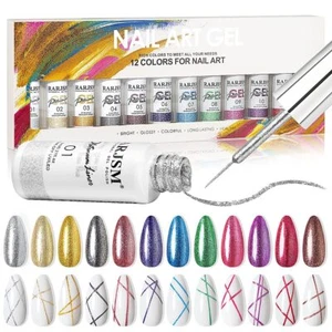 Painted Gel Nail Polish Set Nail Art Gel Metallic Liner Painting Polish Set U... - Picture 1 of 8