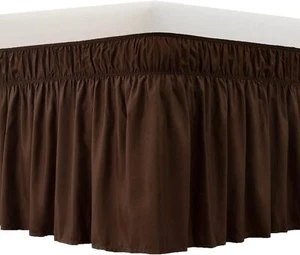 Bed Skirt Three Fabric Sides Elastic Wrap Around Dust Ruffled Solid Bed Skirt... - Picture 1 of 3