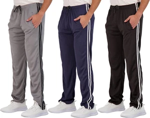 3 Pack: Men'S Mesh Athletic Gym Workout Lounge Open Bottom Sweatpants with Pocke - Picture 1 of 12